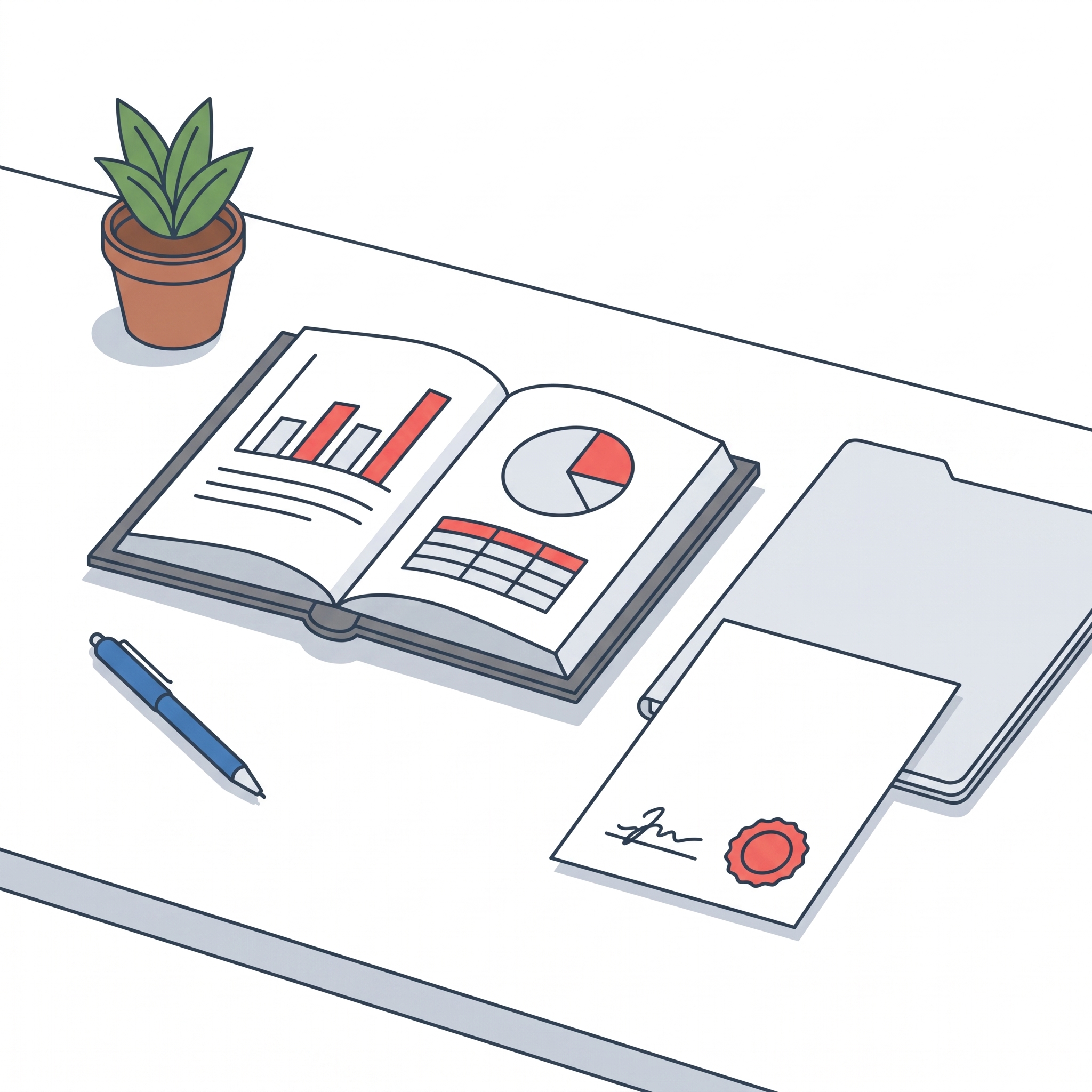 Employment records and a sealed compliance document on a desk, representing the statutory record-keeping an employer in Bangladesh must maintain