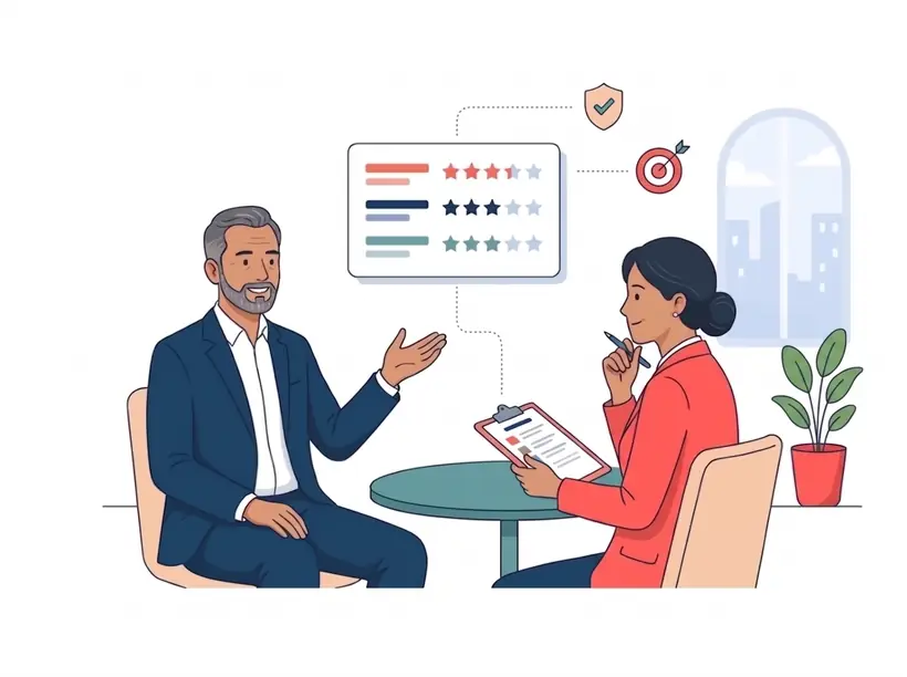 Executive search consultant in Bangladesh assessing a shortlisted senior leadership candidate against a competency scorecard