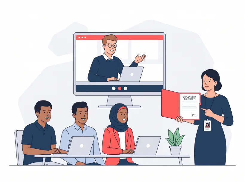 Foreign manager directing a leased team in Bangladesh by video call